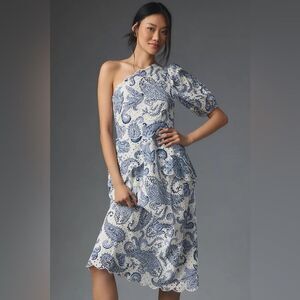 FARM Rio One Shoulder Eyelet Midi Dress NWT